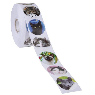Juvale 1000-Count Cat Kitten Roll Stickers, 8 Cute Designs, Round Adhesives for Kids