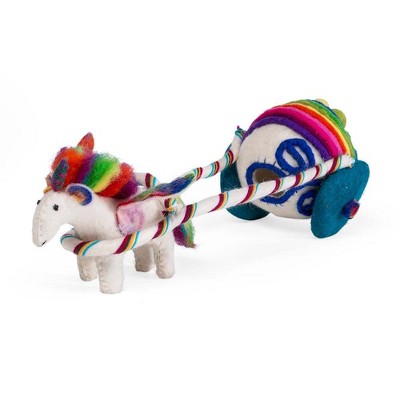 Magic Cabin - Rainbow Unicorn and Carriage Play Set for Kids - Handmade of Natural Wool Felt