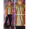 Lars Amadeus Men's Round Neck Short Sleeves Nightclub Party Metallic T-Shirt - 4 of 4