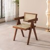 2 Piece Modern Mid Century Dining Chairs,Rubberwood Armrest Chairs with Rattan Back,Wood Chairs for Living Room or Kitchen-Cuddlewood - 3 of 4