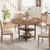 47-Inch Round Dining Table for 4 with 1.59-Inch Thick Board,Kitchen Table,Dinner Table with Storage Shelves & Roman Metal Legs for Dining Room,Kitchen - 3 of 4