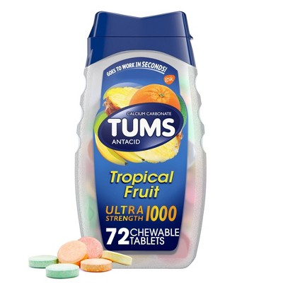 TUMS Ultra Strength Tropical Fruit Antacid Chewable Tablets 72ct