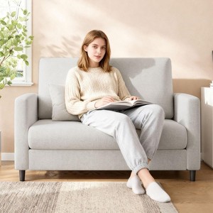 51.9" Plush Chenille Accent Chair & Loveseat - Tool-Free Setup Comfy Armchair for Living Room, Bedroom, or Cozy Reading Nook - 1 of 4