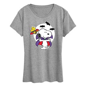 Women's - Peanuts - Snoopy Woodstock Vampire Short Sleeve Graphic T-Shirt - 1 of 4