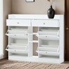 Modern Tipping Bucket Shoe Cabinet with 4 Flip Drawers, Multifunctional 2-Tier Shoe Storage Organizer with Drawers - Leovsnove - 2 of 4