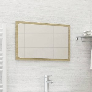 vidaXL Modern Sonoma Oak Bathroom Mirror, 23.6"x14.6" Engineered Wood and Acrylic Wall Mounted Mirror for Contemporary Styled Bathrooms - 1 of 4