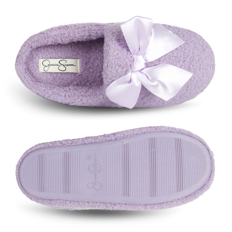 Jessica Simpson Girl's Slip-On Faux Shearling Clog Slippers with Satin Bow, 4 of 8