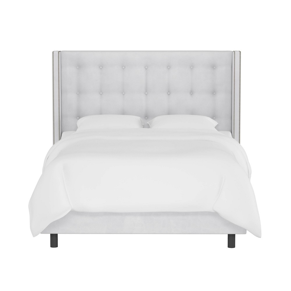 Photos - Bed Frame Skyline Furniture Queen Nail Button Tufted Wingback Velvet Bed White