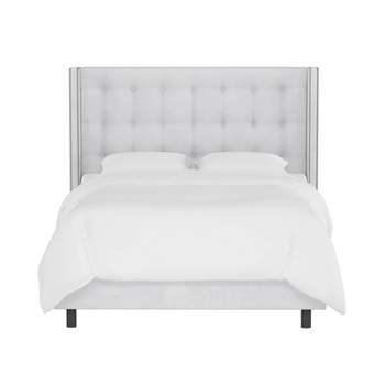 Skyline Furniture Nail Button Tufted Wingback Velvet Bed