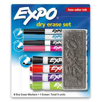 EXPO Low Odor Dry Erase Marker Starter Set, Chisel Tip, Assorted,  Whiteboard Eraser, Cleaning Spray, 6 Count