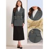 Allegra K Women Long Sleeve Collared Belted Business Casual Suit Jacket Blazer - 2 of 4