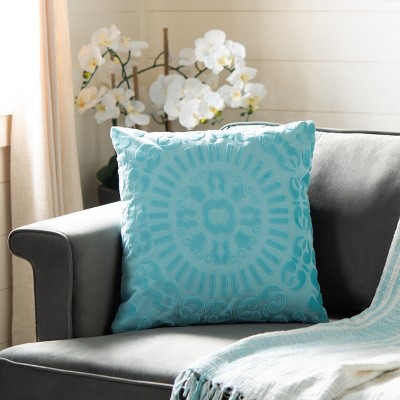 Teal Mandala Textured 18" Square Throw Pillow