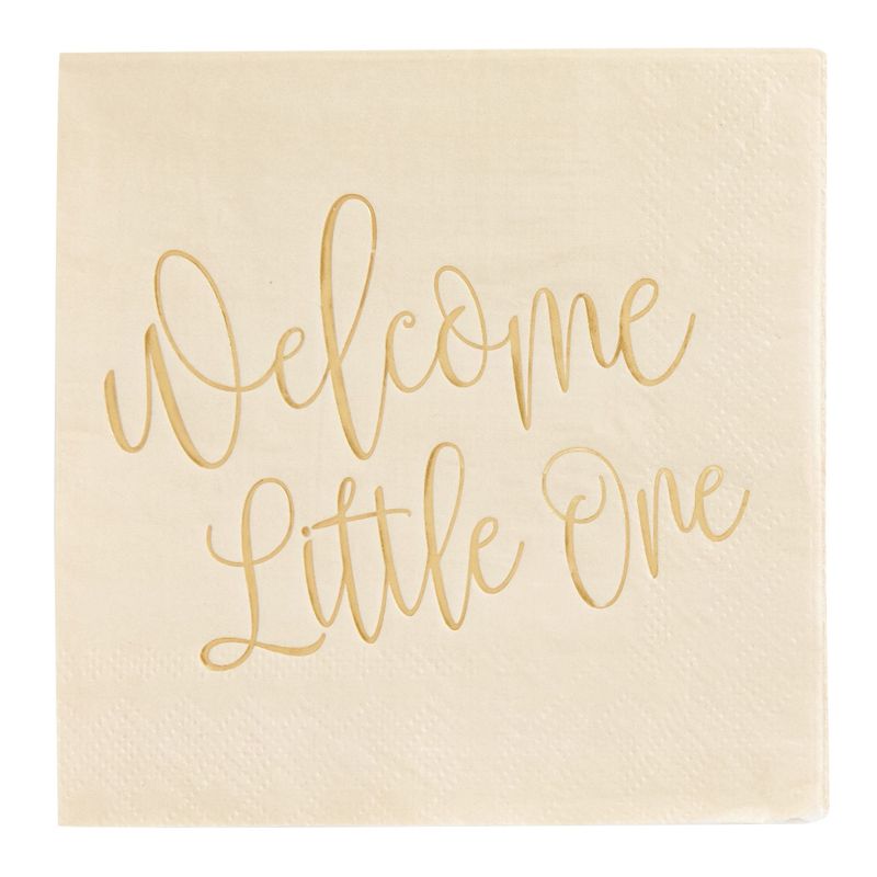 Blue Panda 50 Pack Pink Baby Shower Napkins – “Welcome Little One” Baby Shower Decorations (5x5 In), 5 of 8