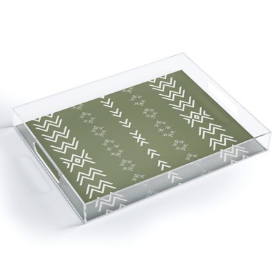 Sheila Wenzel-Ganny Sage Minimalist Mudcloth 15.5" x 12" Acrylic Tray - Deny Designs