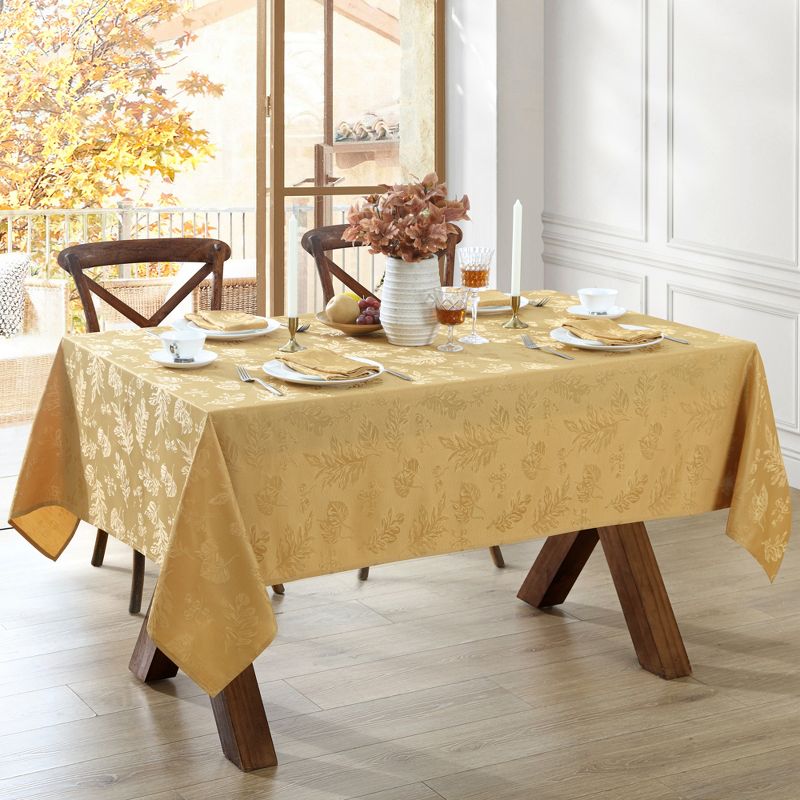 Elegant Woven Leaves Jacquard Damask Fall Tablecloth - Elrene Home Fashions, 2 of 4
