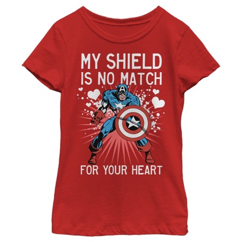 Girl s Marvel Captain America No Shield For Your Heart T shirt Target