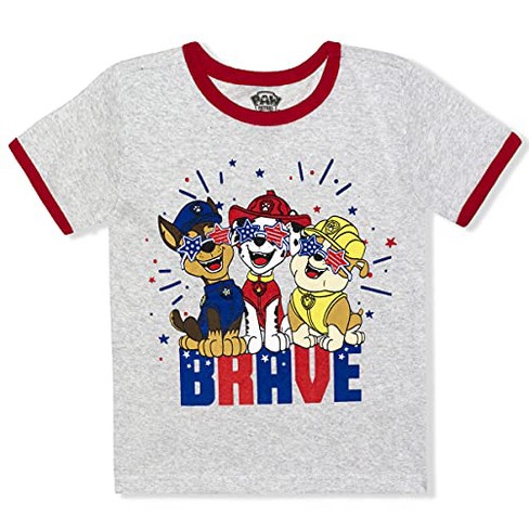 Nickelodeon Boy s Brave Paw Patrol Short Sleeve Crewneck Graphic Tee Shirt For Toddlers Target