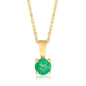 Pure Collection by Ross-Simons 0.22 Carat Emerald Pendant Necklace in 14kt Yellow Gold - 1 of 4