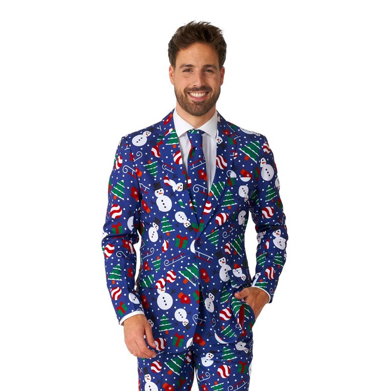 Suitmeister Men's Christmas Suit - Christmas Snowman Blue, 3 of 6