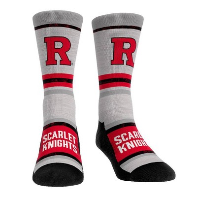 NCAA Rutgers Scarlet Knights Adult Cool Gray Block Crew Socks - L/XL