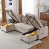 111.8" Convertible U-Shaped Sectional Sofa with Pull-Out Bed, Storage Chaise Lounges, USB Ports & Cup Holders - 2 of 4