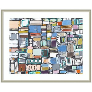 Kate and Laurel Framed Art Newsprint Horizontal by Leah Nadeau, 42x34, Florence Silver - 1 of 4