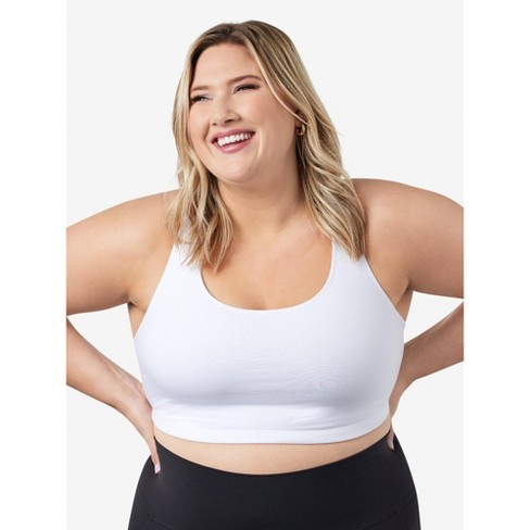 Leading Lady The Serena - Cotton Wirefree Sports Bra in White, Size:  46DD/F/G