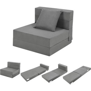 Convertible Folding Sofa Bed, Futon Sleeper Chair with Pillow, High-Density Memory Foam Sofa Bed, Foldable Mattress - 1 of 4