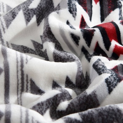 Clyde Hill Stripe Grey 50"x60" Reversible Plush Sherpa Throw