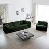3 Piece Set 3 Seat Sofa Extra Deep Seat Sectional Sofa for Living Room Green Chenille - 2 of 4