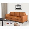 85"Modern Couch, Cognac Tan Pu Leather Sofa with Padded backrest, 3-Seater Sofa with Armrests and Comfy Cushions, Deep Seat Sofas for Living Room - 3 of 4