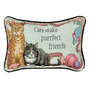 Feline Follies Quote Pillow – 12.5x8 inch Cotton Polyester Accent by Manual Woodworkers and Weavers - 1 of 3