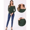 Allegra K Women's Off Shoulder Floral Lace Sheer Long Sleeves Lined Casual Blouse - 2 of 4