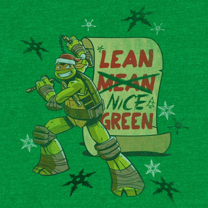 Men's Teenage Mutant Ninja Turtles Christmas Nice Green Michelangelo T-Shirt, 2 of 4