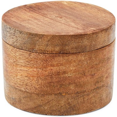 Farmlyn Creek Round Mango Wood Salt Box with Lid for Cooking, 5.2 oz (3.5 In)