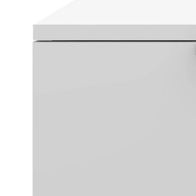 Matte White Modern 2-Drawer Nightstand with Silver Pulls