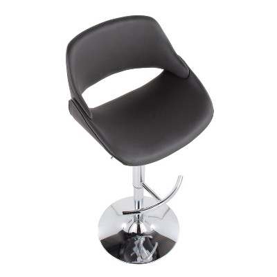 Set of 2 Fabrico Swivel Adjustable Barstools in Gray and Chrome