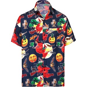 LA LEELA Mens Hawaiian Shirt Short Sleeve Button Down Shirt Men's Halloween Costumes Shirt Vacation Shirts for Men Funny - 1 of 4