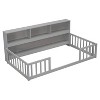 NicBex Twin/Full Size Kids Montessori Bed with Bedside Bookcase,Floor Bed with Shelves and Fence,Toddler bed for Bedroom Playroom,Gray/White - 4 of 4