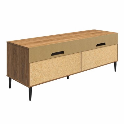 Daphne Walnut and Black Fluted Media Console with Cabinet