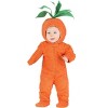 HalloweenCostumes.com Infant Carrot Costume, Baby Orange Vegetable Hooded Jumpsuit with Booties, Easter Outfits for Babies - 4 of 4