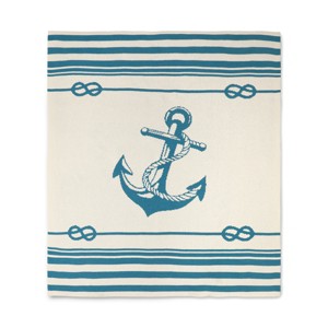 Amelie Home Nautical Anchor Pattern Chenille Throw Blanket - 1 of 4