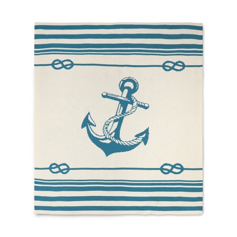 Amelie Home Nautical Anchor Pattern Chenille Throw Blanket - image 1 of 4