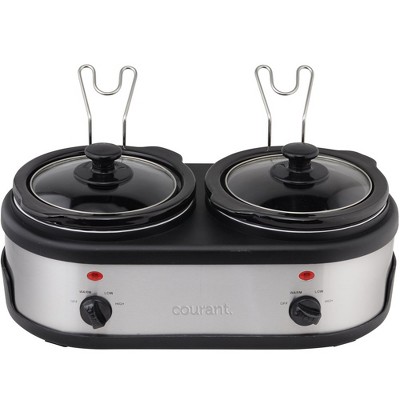 Courant 3.2-Quart Brushed Stainless Steel Double Slow Cooker