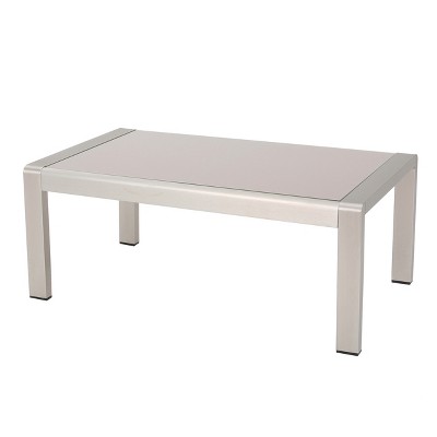 Cape Coral Rectangle Aluminum Coffee Table with Glass Top Silver - Christopher Knight Home