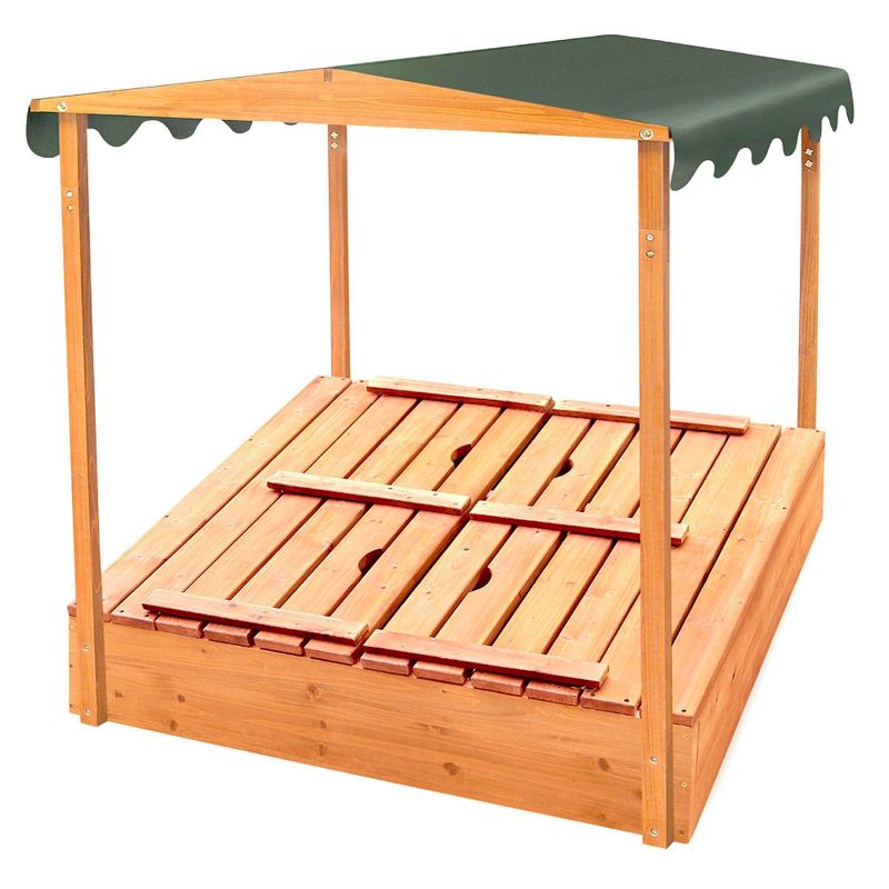 Badger Basket Covered Convertible Cedar Sandbox with Canopy and Two Bench Seats, 4 of 9