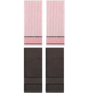 REGALWOVEN 4 Pcs Bathroom Decorative Cotton Soft Absorbent Sold Striped Hand Towel - 1 of 4
