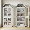 72" Arched Farmhouse Bookshelf - 5 Shelves Tall Wooden Display Cabinet, Glass/Wood Door Storage Cabinet - 3 of 4