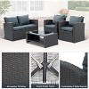 ELJGET 4 Piece Patio Furniture Set Outdoor Wicker Conversation Sets All Weather PE Rattan Sectional Sofa Set with Cushions & Coffee Table - 3 of 4