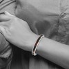 Black Bow Jewelry Men's 10mm Stainless Steel & Enameled Black Wood Inlay Cuff Bracelet - 3 of 4
